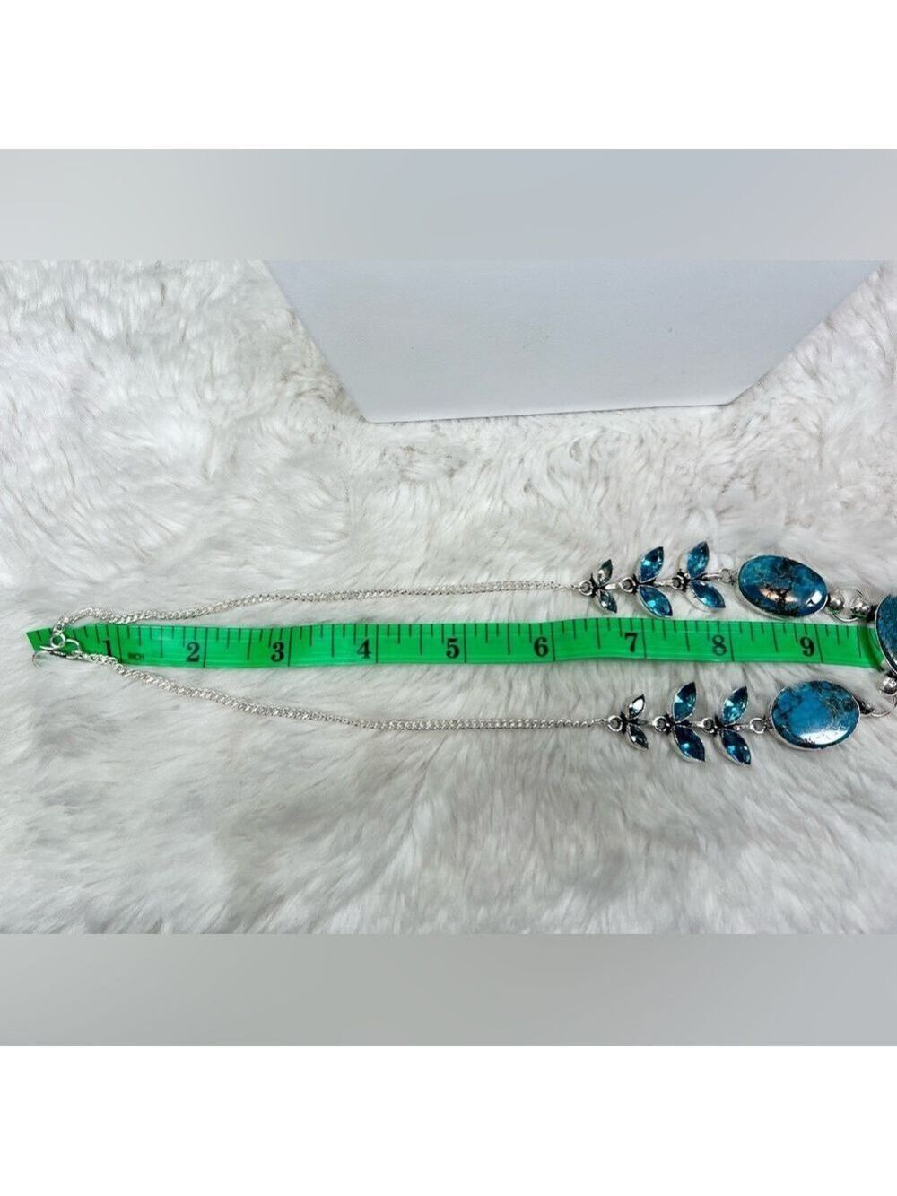 Turquoise Blue Topaz 925 Gemstone Necklace & Earrings - Picture 7 of 10